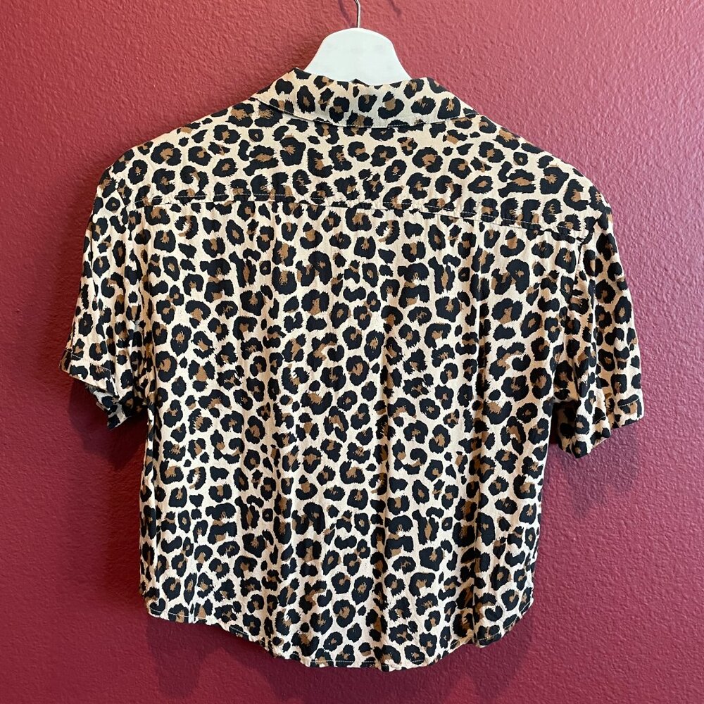 Brixton Leopard Print Cropped Button-Down Shirt; … - image 4